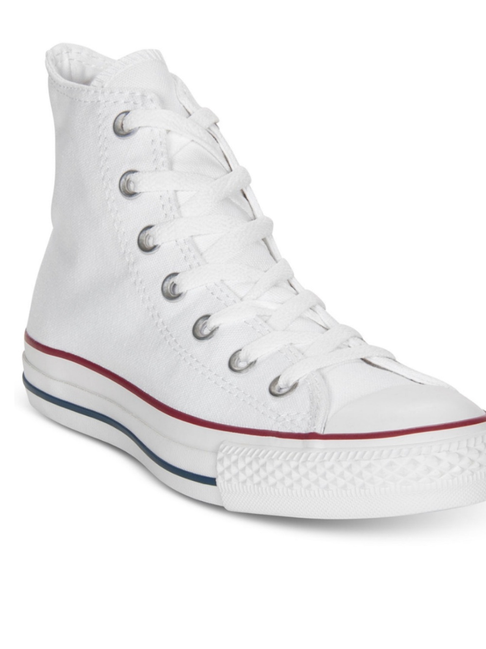 Women’s Converse White High Top Chuck Taylor with Red and Navy Trim